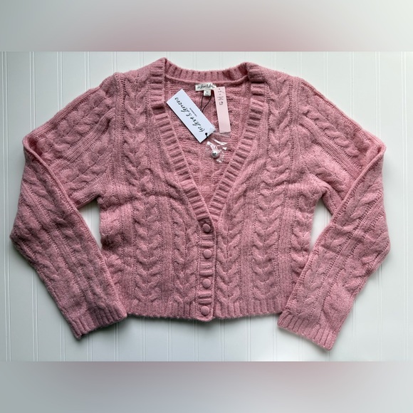 For Love & Lemons Billie Cropped Long Sleeve Cardigan Sweater - Picture 4 of 11